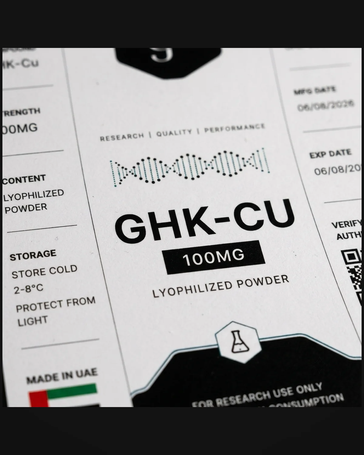 UAEPEP vial label close-up for batch documentation